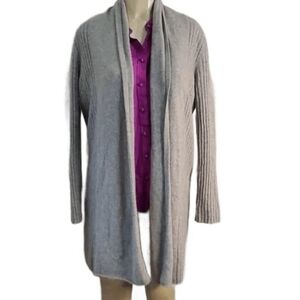 Neiman Marcus Cardigan 100% Cashmere Open Front Gray Sweater Size M